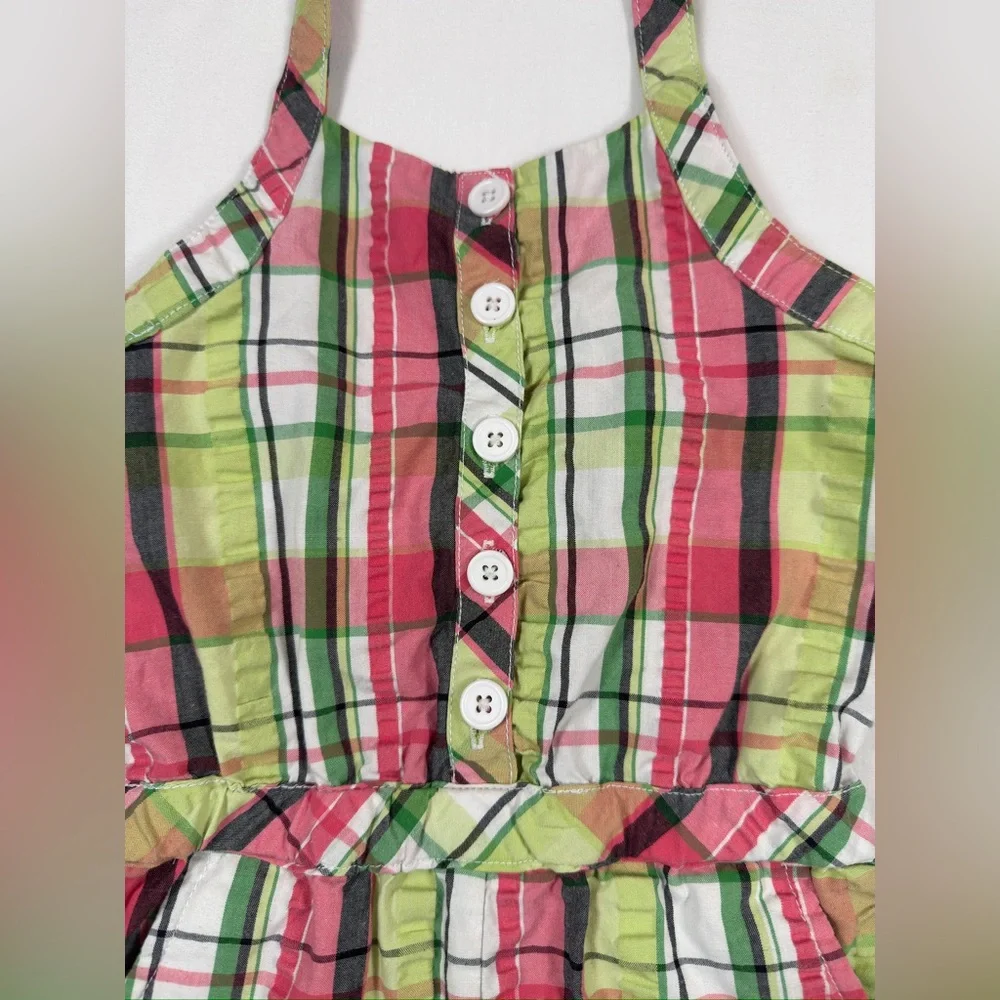 GYMBOREE Girls’ Palm Beach Paradise Line Green & Pink Plaid Halter Romper Size 4